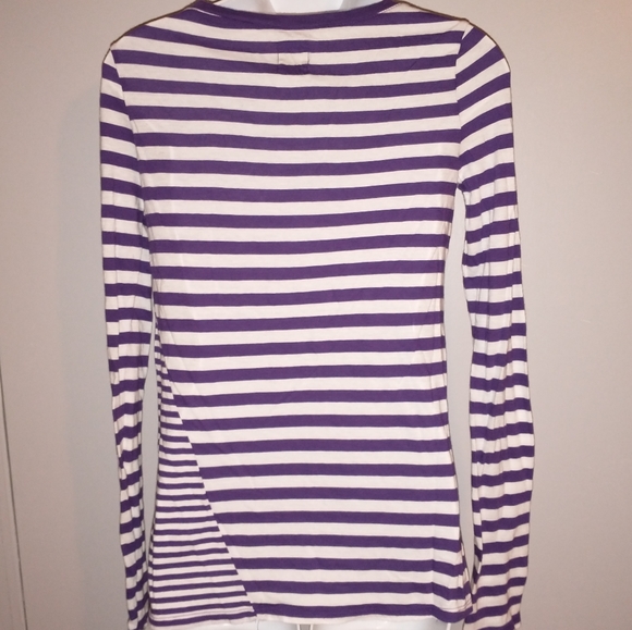 Nollie Purple and White Striped Long Sleeve Top Ladies Size Medium - Picture 2 of 5
